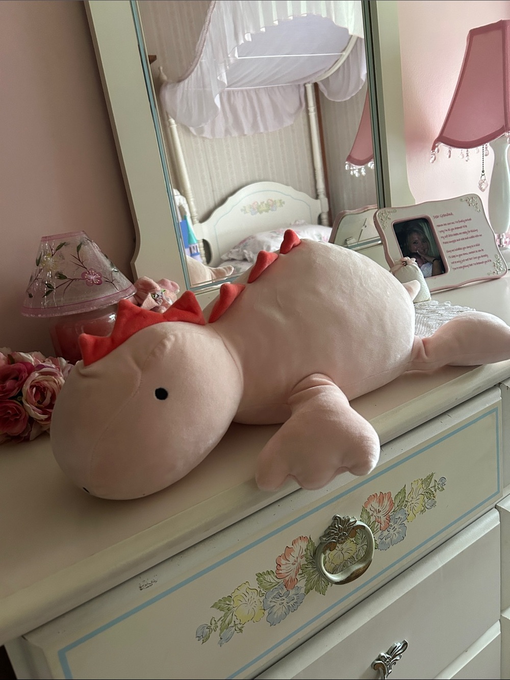 Plush Pink Dino Decorative Throw Pillow - Brand
